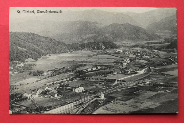AK St Michael / 1915-1930 / Bahnhof / Gleise / Strassen / Steiermark